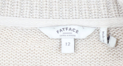 Womens UK Size 12 FatFace Beige Cardigan Jumper