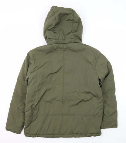 H&M Boys Green Mid-Length Parka Jacket 11 Years Hooded