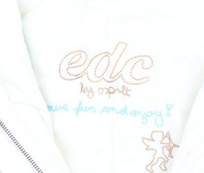 EDC by Esprit Women's White M Parka Coat, Winter Long Hooded