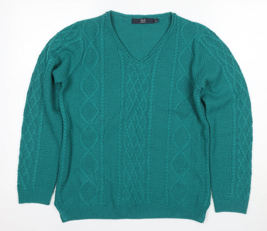 Womens UK Size S ISLE Green Pullover Jumper