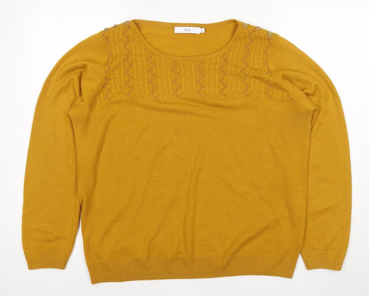Womens UK Size M ISLE Yellow Pullover Jumper