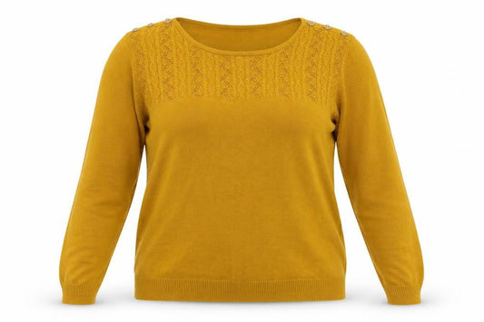 Womens UK Size M ISLE Yellow Pullover Jumper