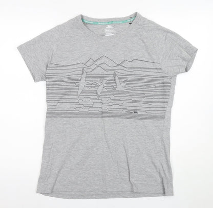 Trespass Unisex Grey Graphic Print T-Shirt XL Quick Dry