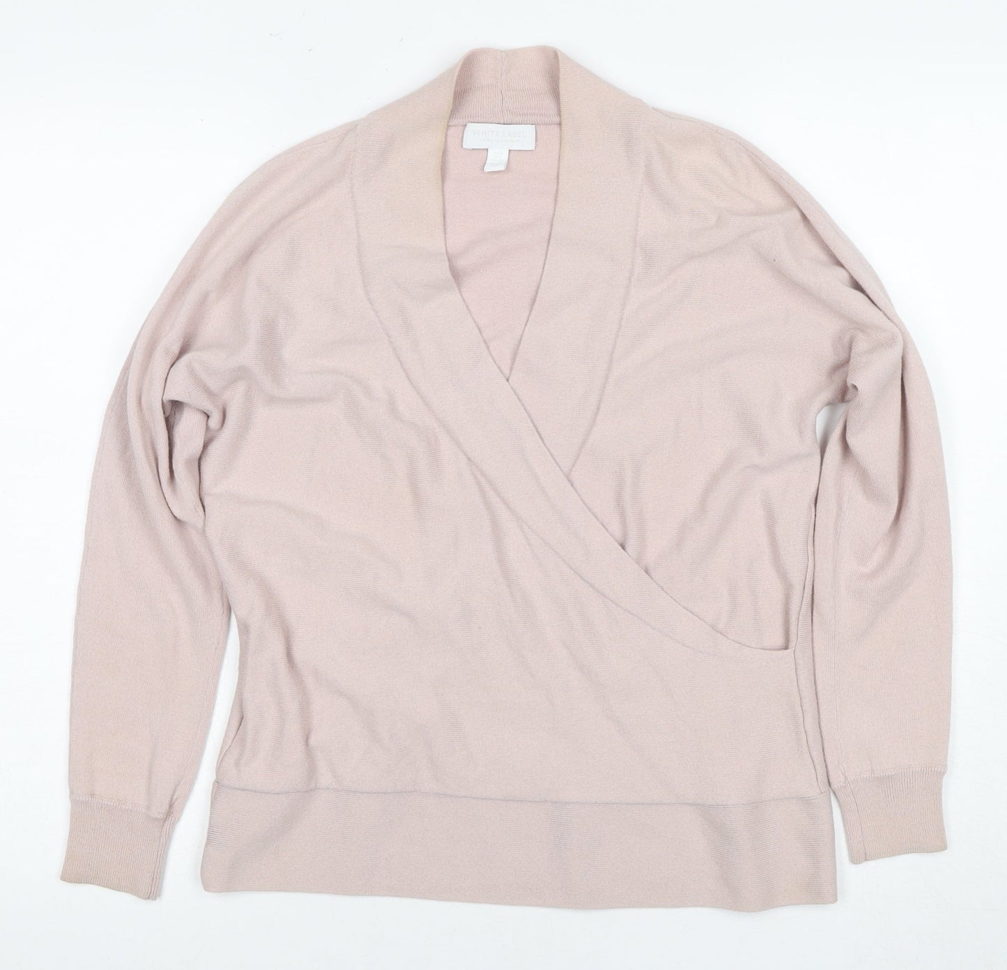 Womens UK Size 10 White Label Pink Wrap Jumper
