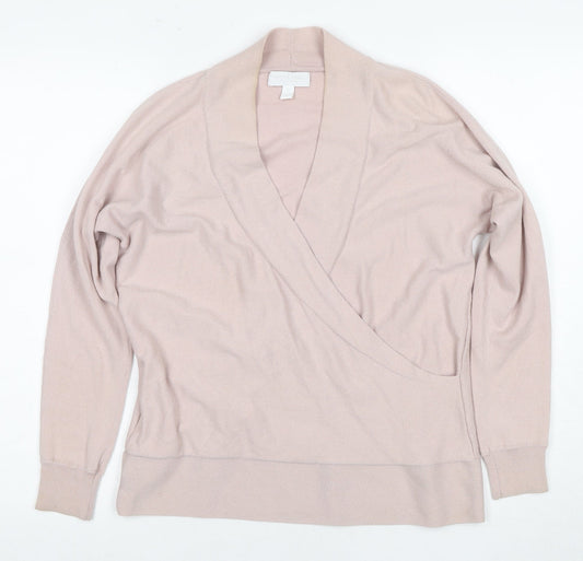 Womens UK Size 10 White Label Pink Wrap Jumper