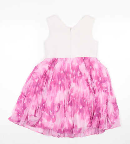 Monsoon Girls Pink Floral Fit & Flare Dress 7 Years