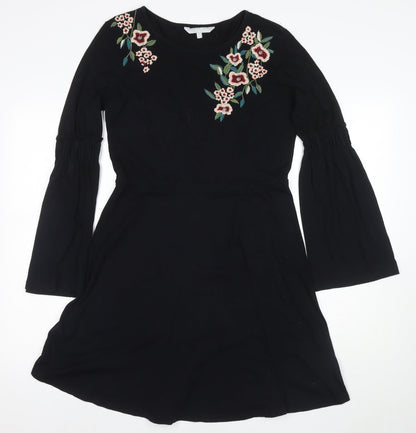 Red Herring Girls Black Floral A-Line Dress Size 12