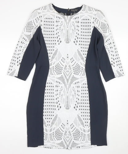Warehouse Women's Black & White Sheath Dress UK 14