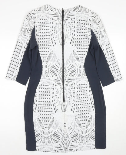Warehouse Women's Black & White Sheath Dress UK 14