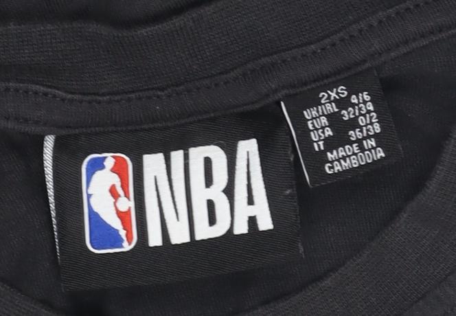 Unisex Adults UK Size 2XS NBA Black Basic T-Shirt