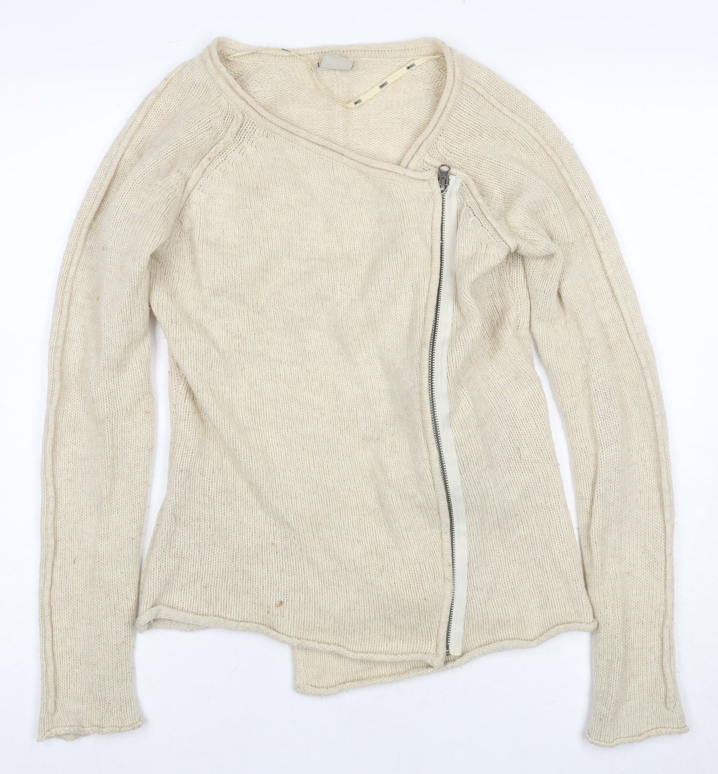 Womens UK Size S Object Beige Full Zip Jumper