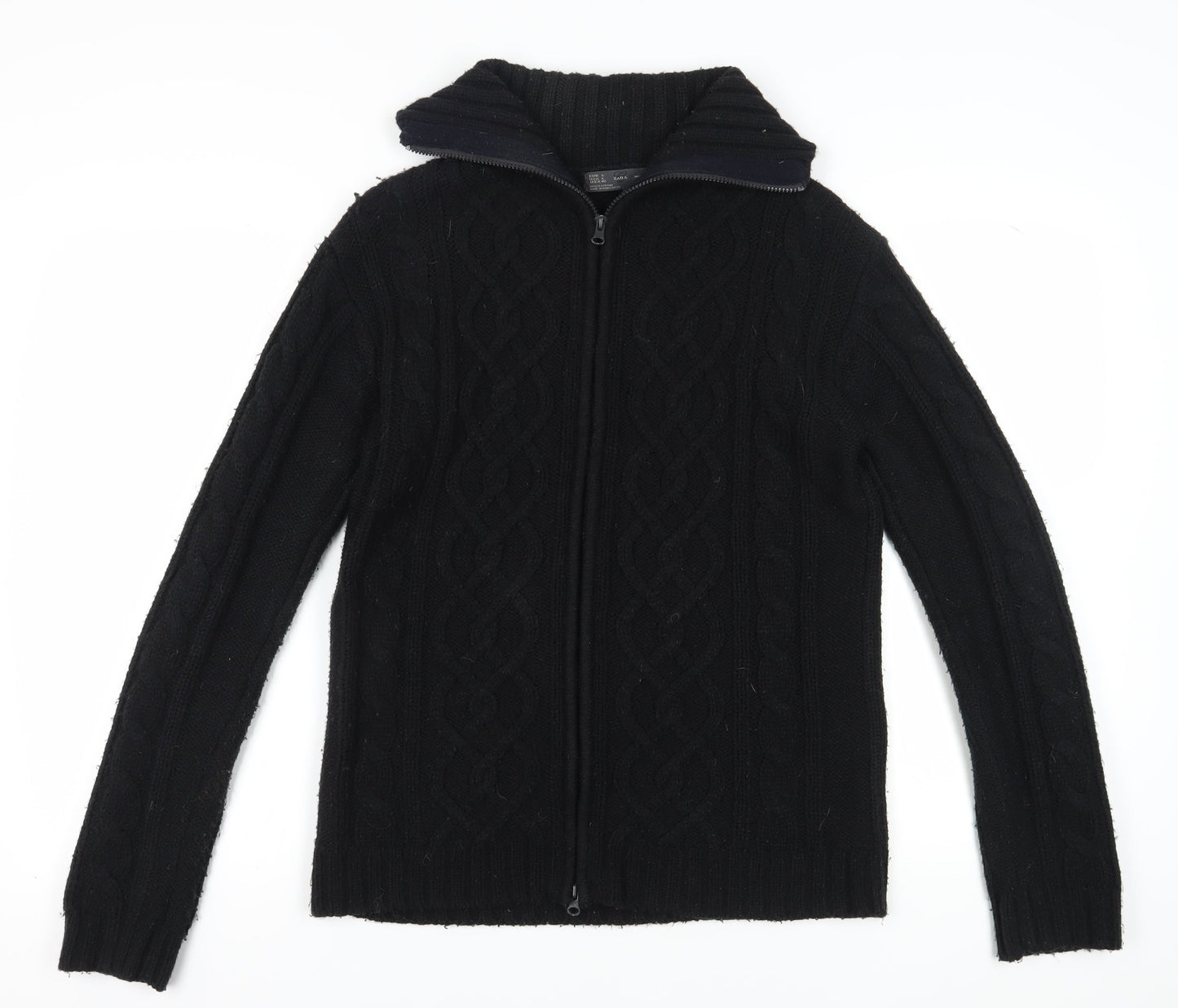 Womens UK Size L Zara Black Full Zip Jumper