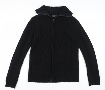 Womens UK Size L Zara Black Full Zip Jumper