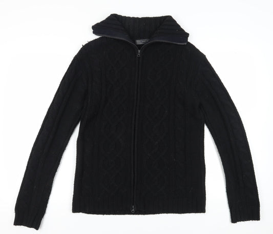 Womens UK Size L Zara Black Full Zip Jumper