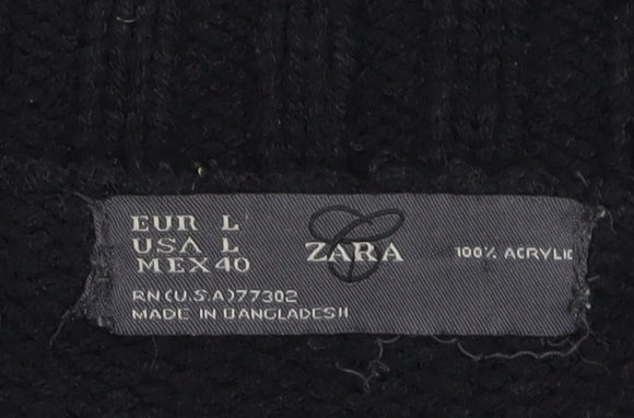Womens UK Size L Zara Black Full Zip Jumper