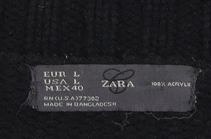 Womens UK Size L Zara Black Full Zip Jumper