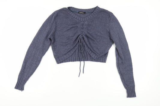 Boohoo Women's Blue Pullover Chunky Knit Jumper S