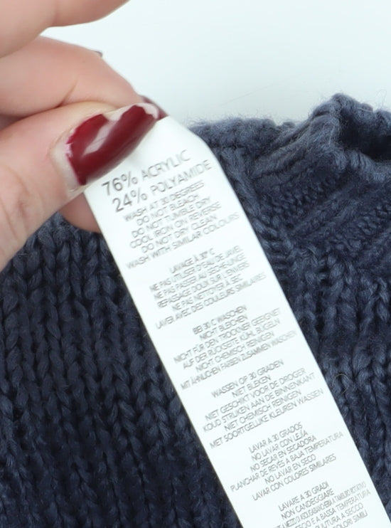 Boohoo Women's Blue Pullover Chunky Knit Jumper S