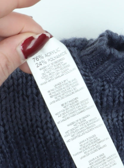 Boohoo Women's Blue Pullover Chunky Knit Jumper S