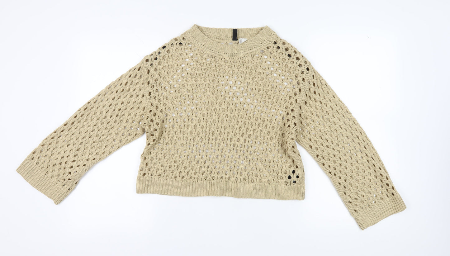 Womens UK Size 10 H&M Beige Pullover Jumper