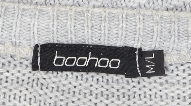 Womens UK Size M/L Boohoo Grey Cardigan Jumper