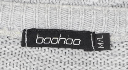 Womens UK Size M/L Boohoo Grey Cardigan Jumper