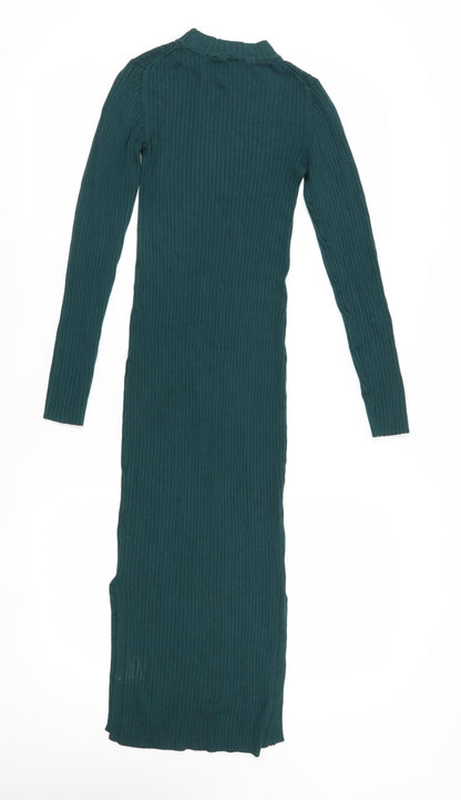 Monki Women's Green Midi Sheath Knit Dress XS