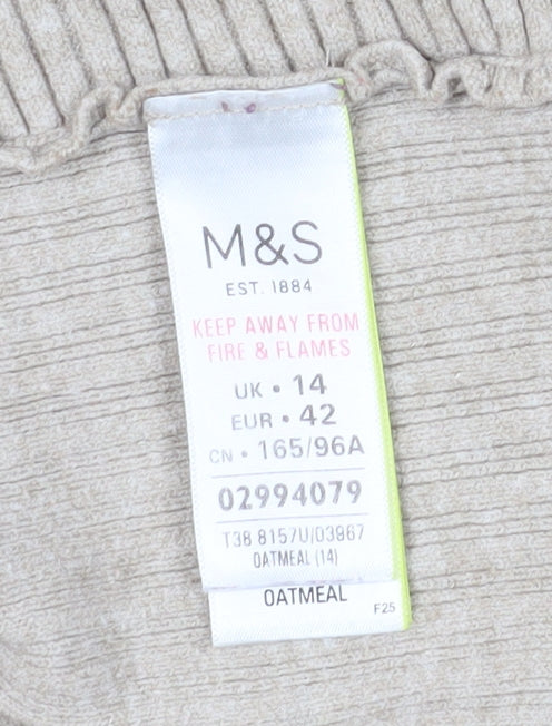 Womens UK Size 14 Marks and Spencer Beige Cardigan Jumper
