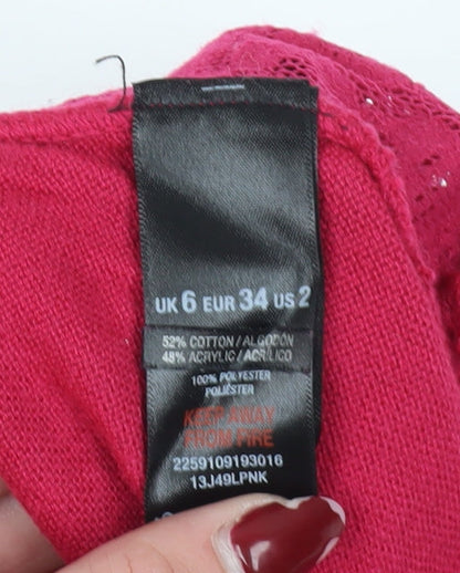 Womens UK Size 6 Miss Selfridge Pink Pullover Jumper