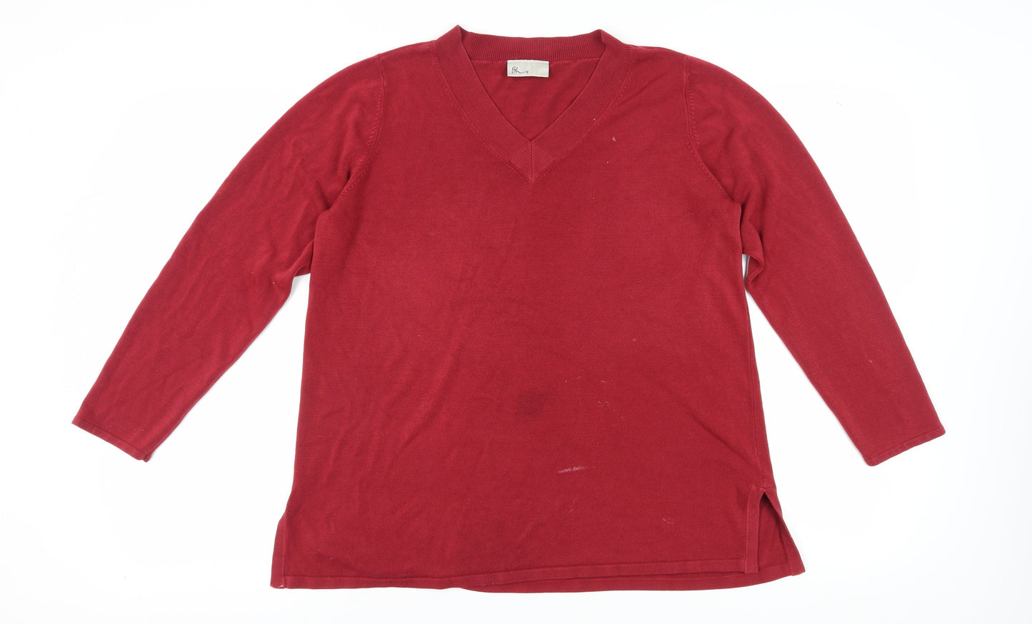 BHS Women Red V-Neck Pullover Jumper Size 18