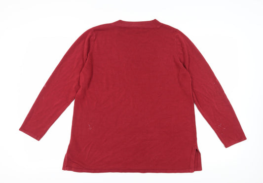 BHS Women Red V-Neck Pullover Jumper Size 18