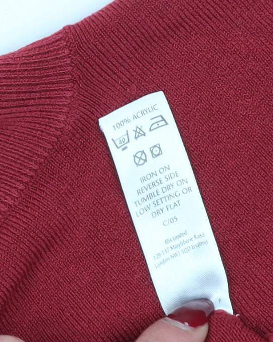 BHS Women Red V-Neck Pullover Jumper Size 18