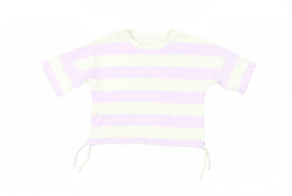 John Lewis Girls Striped Cropped T-Shirt, Size 10, Multicoloured