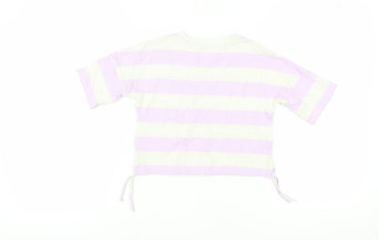 John Lewis Girls Striped Cropped T-Shirt, Size 10, Multicoloured
