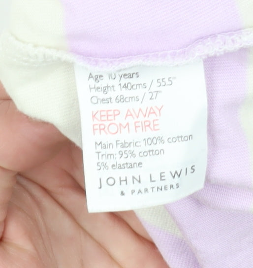 John Lewis Girls Striped Cropped T-Shirt, Size 10, Multicoloured
