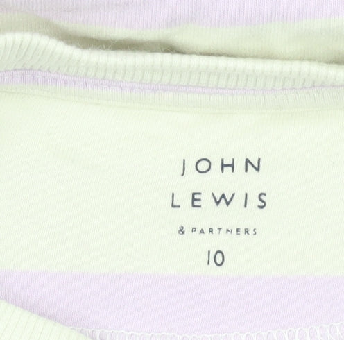 John Lewis Girls Striped Cropped T-Shirt, Size 10, Multicoloured