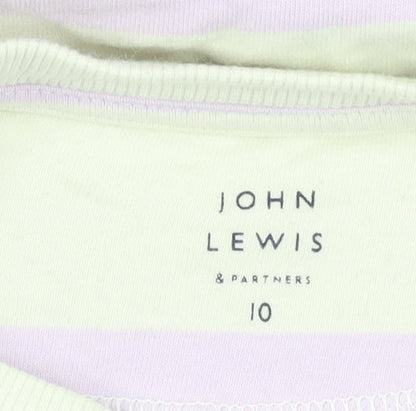 John Lewis Girls Striped Cropped T-Shirt, Size 10, Multicoloured
