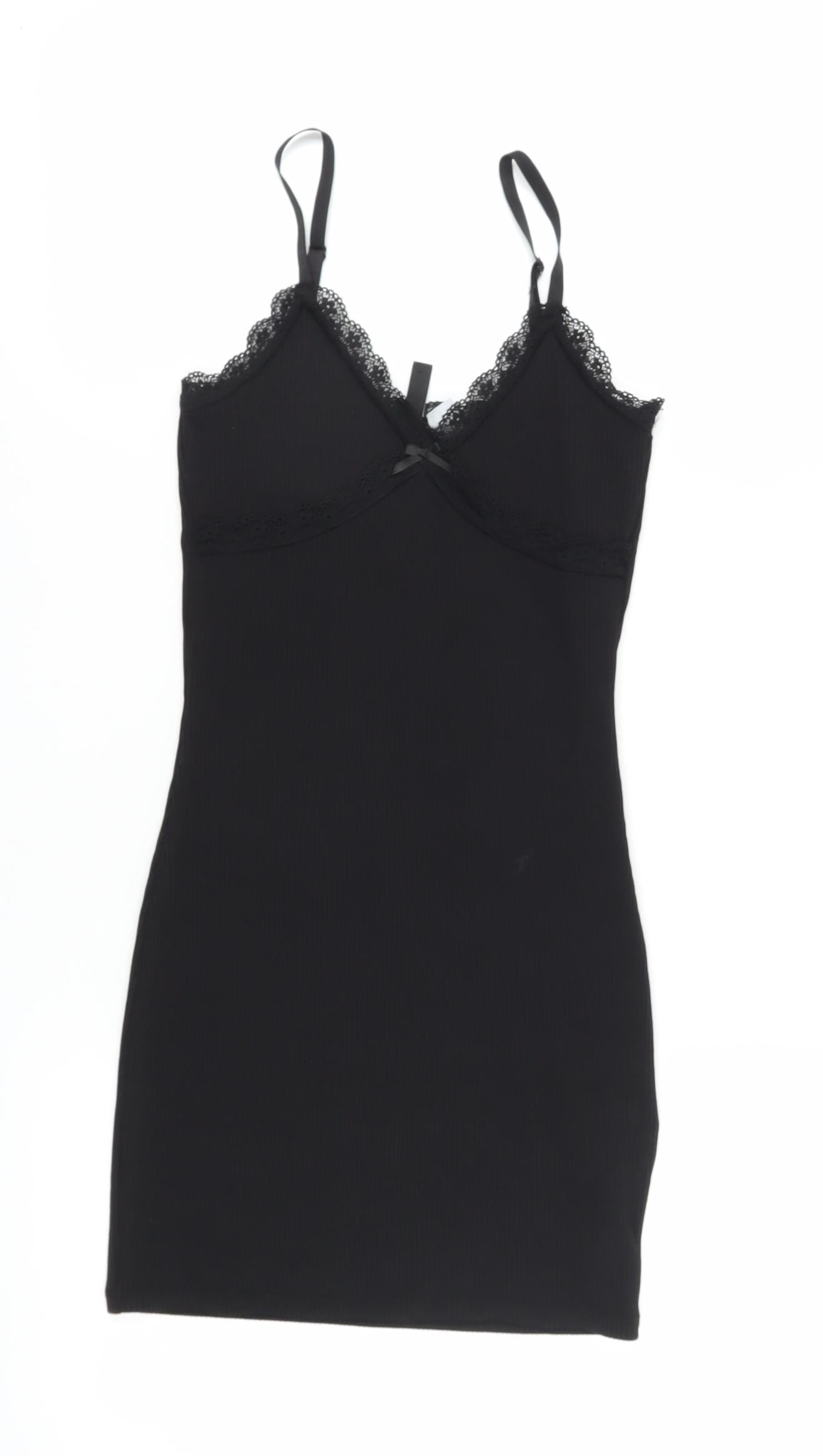 H&M Divided Women's Black XS Lace Slip Dress