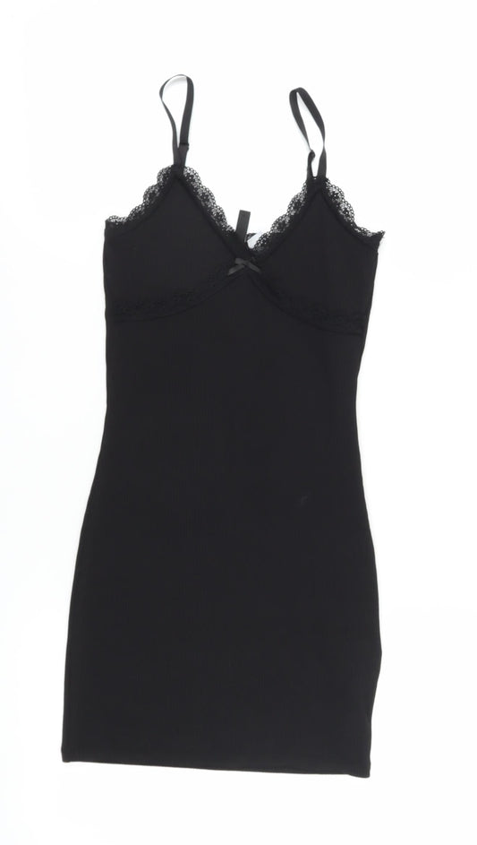 H&M Divided Women's Black XS Lace Slip Dress