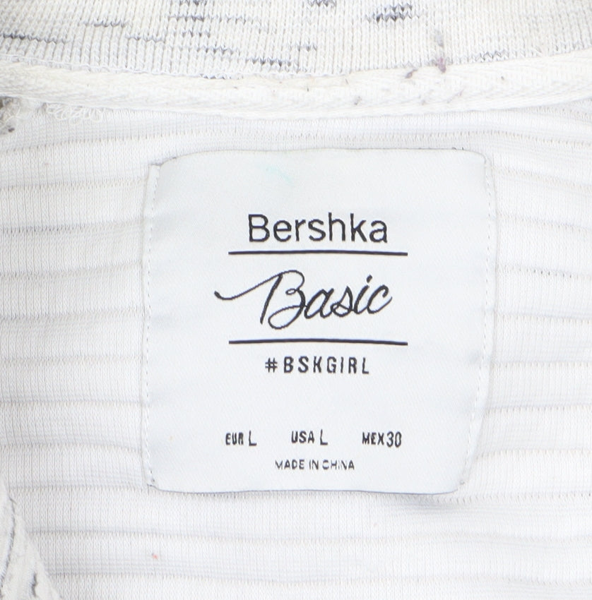 Bershka Women's Grey Full Zip Sweatshirt L