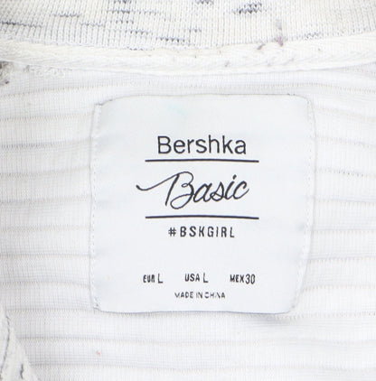 Bershka Women's Grey Full Zip Sweatshirt L