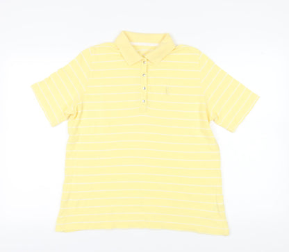 C&A Men's Yellow Striped Polo - Size L