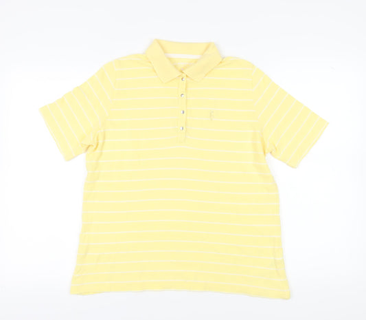 C&A Men's Yellow Striped Polo - Size L