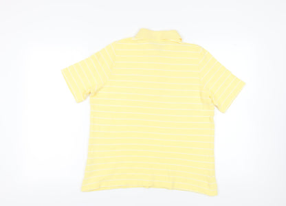 C&A Men's Yellow Striped Polo - Size L