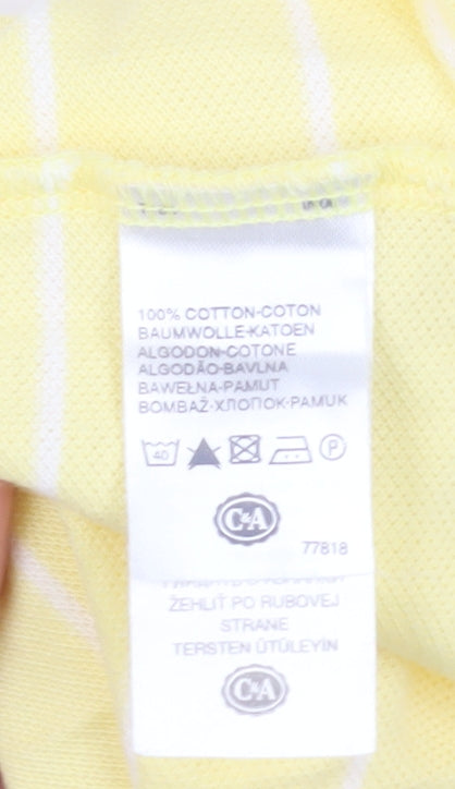 C&A Men's Yellow Striped Polo - Size L