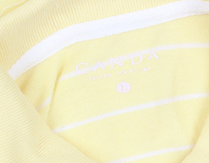 C&A Men's Yellow Striped Polo - Size L