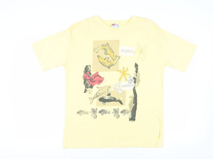 Poppy Unisex Yellow Dolphin T-Shirt M - Casual Summer Wear