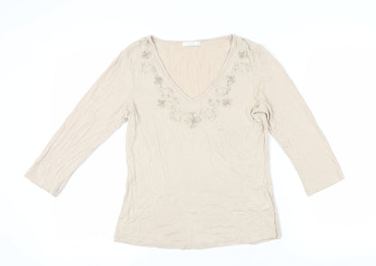 Marks and Spencer Women's Beige 3/4 Sleeve Blouse