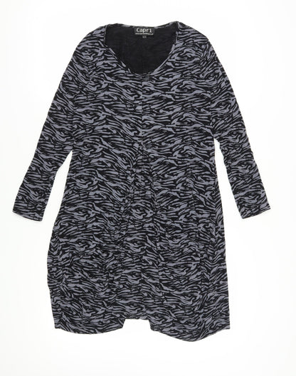 Capri Women's Black XS Trapeze & Swing Animal Print Dress