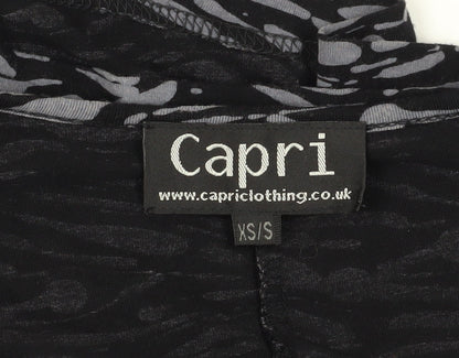 Capri Women's Black XS Trapeze & Swing Animal Print Dress